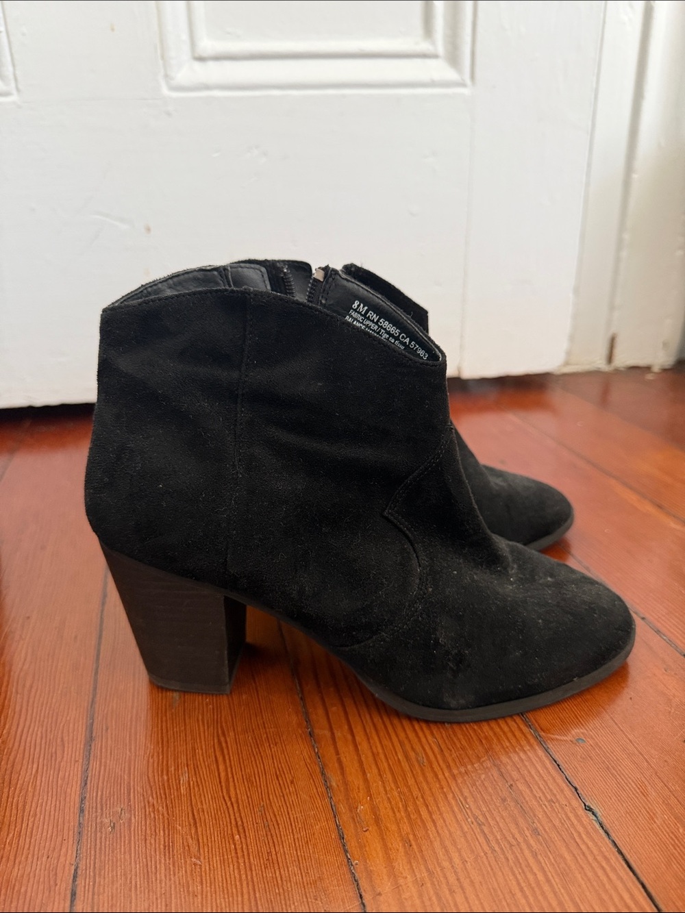 bp. Black Suede Ankle Booties with Block Heel